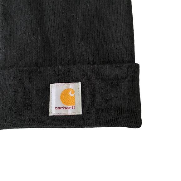 Carhartt Cuffed Black Slouchy Rib Knit A18 Utility Gorpcore Iconic Beanie Hat - Picture 3 of 8